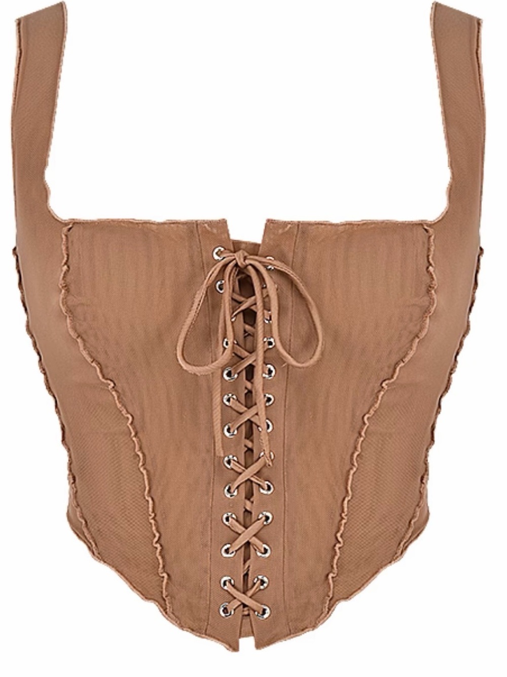 Cocoa Mesh Lace Up Corset